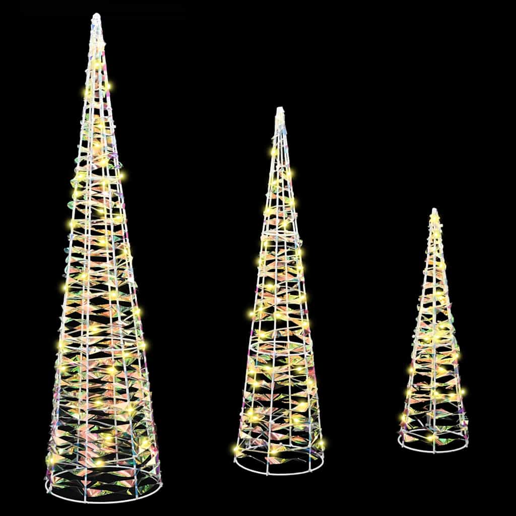 Christmas Tree 3 pcs Warm white 20 x 20 x 80 cm PET